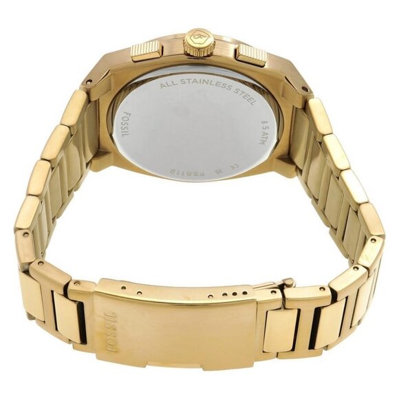 NWT Authentic Fossil Everett Chronograph Quartz Gold Dial Men's Watch - Picture 3 of 3